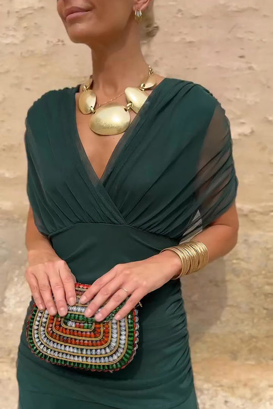 Darina | Długa sukienka maxi w kwiaty z dekoltem V
