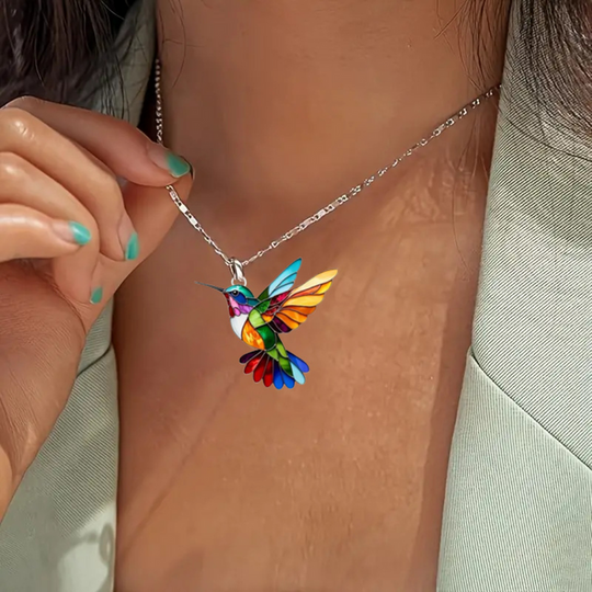 Cezaryna | Elegancki Naszyjnik z Wisiorkiem Kolibra