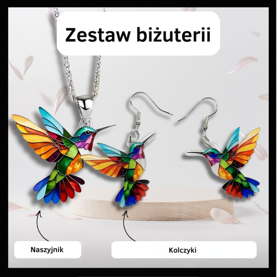 Cezaryna | Elegancki Naszyjnik z Wisiorkiem Kolibra