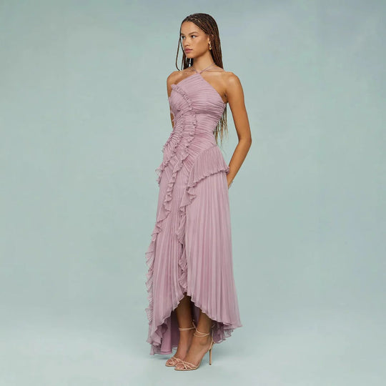 Kamilla | Elegancka długa sukienka z falbanami